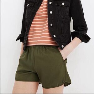 Madewell Pull On Shorts Women’s Size Small Cotton Blend Army Olive Green